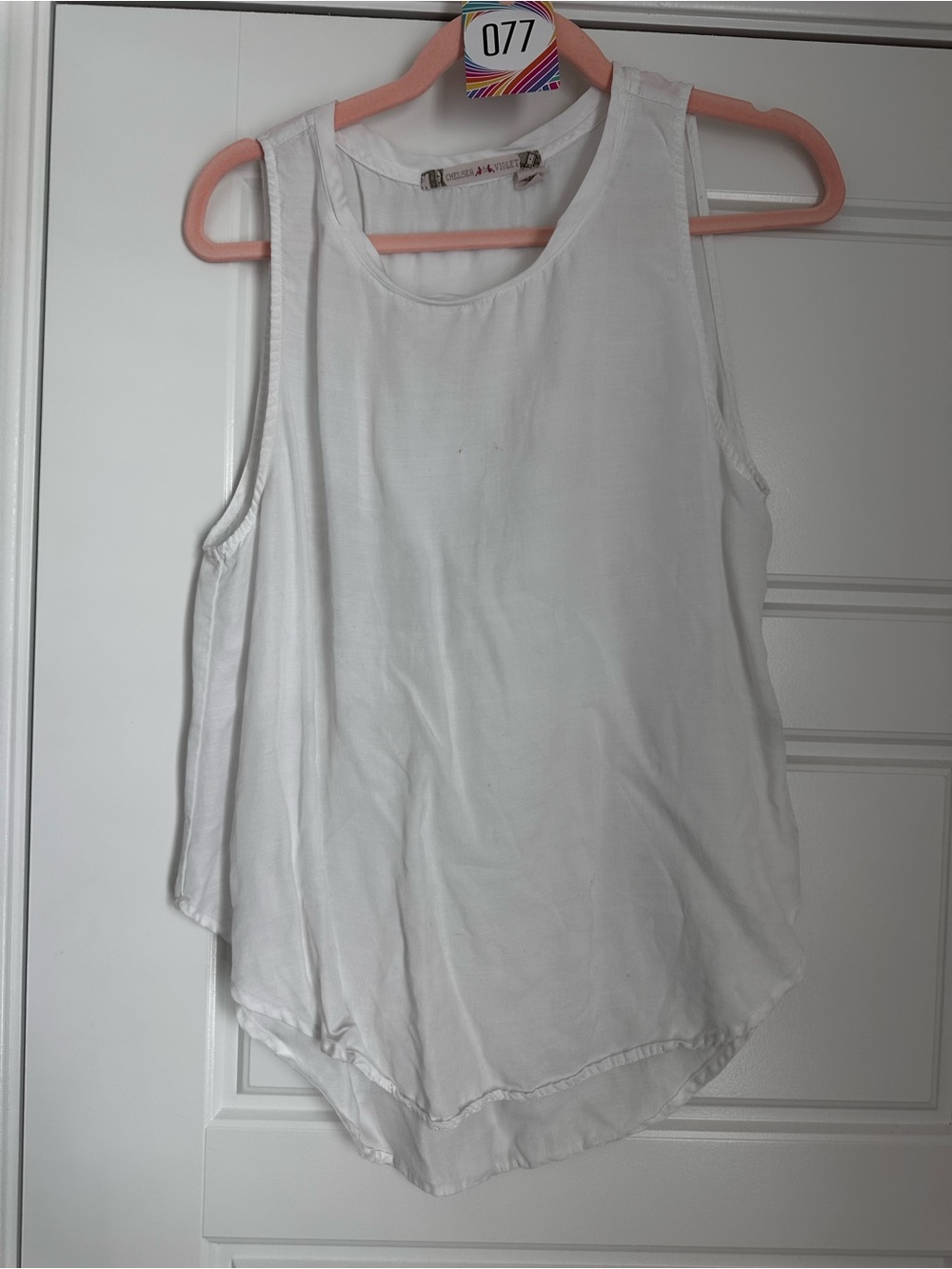 Chelsea & Violet Women’s White Sleeveless High Low Tunic Tank